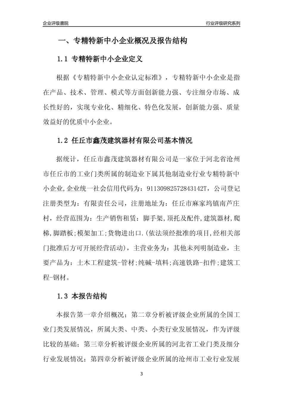 [专精特新]任丘市鑫茂建筑器材有限公司行业竞争力评级分析报告(2023版)_第3页