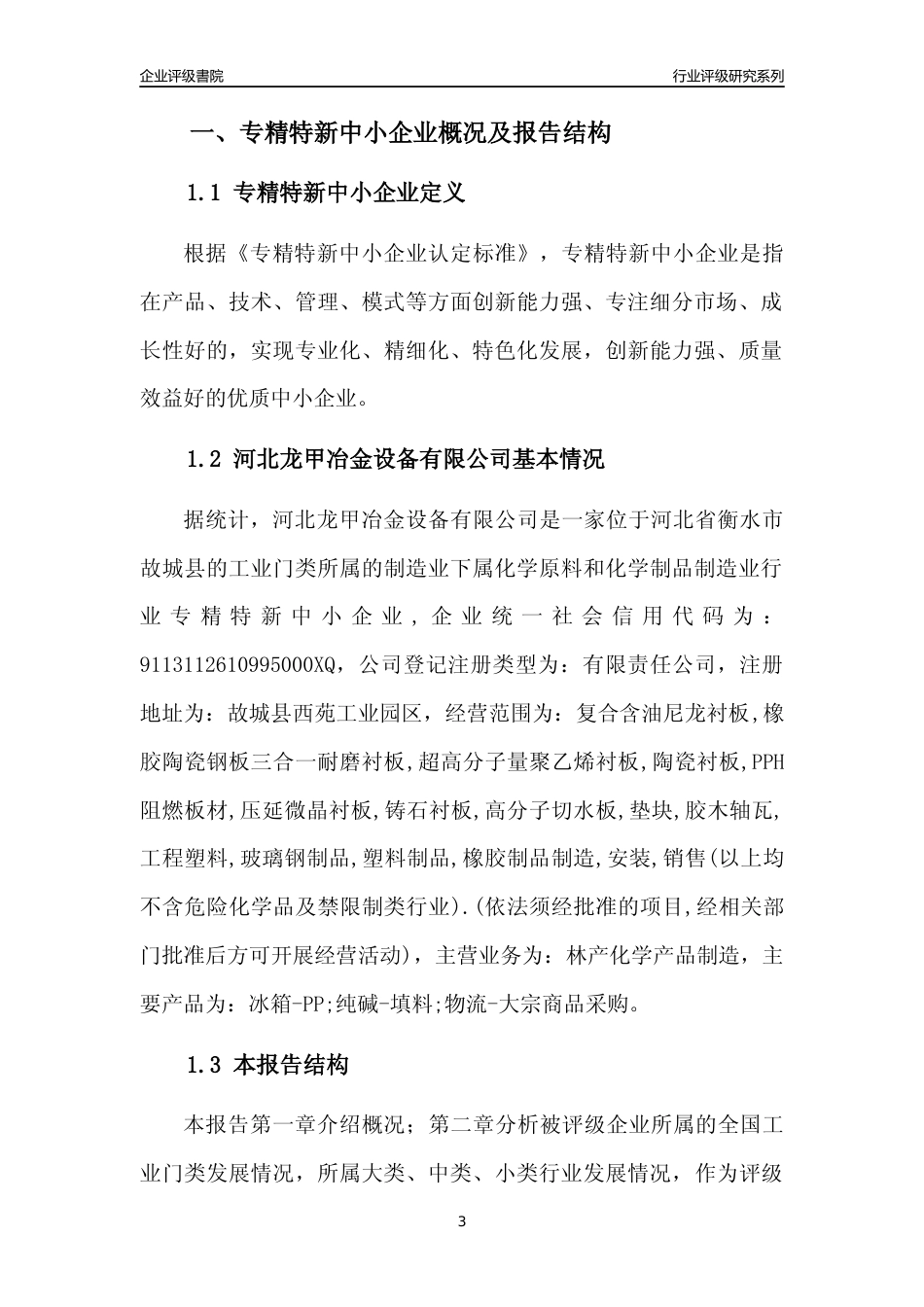 [专精特新]河北龙甲冶金设备有限公司行业竞争力评级分析报告(2023版)_第3页