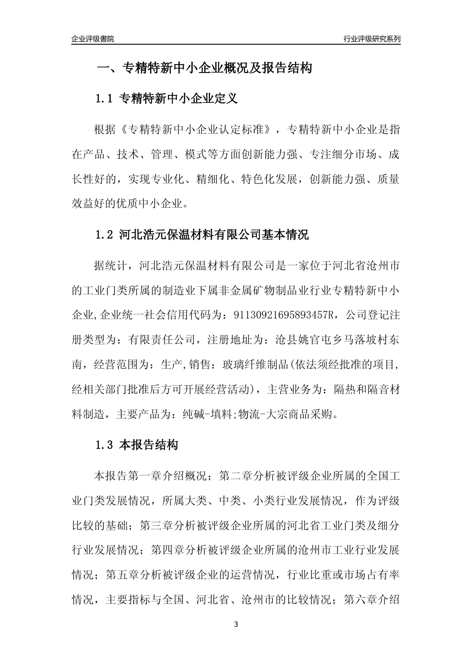 [专精特新]河北浩元保温材料有限公司行业竞争力评级分析报告(2023版)_第3页
