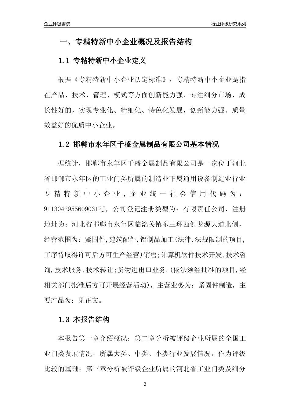[专精特新]邯郸市永年区千盛金属制品有限公司行业竞争力评级分析报告(2023版)_第3页