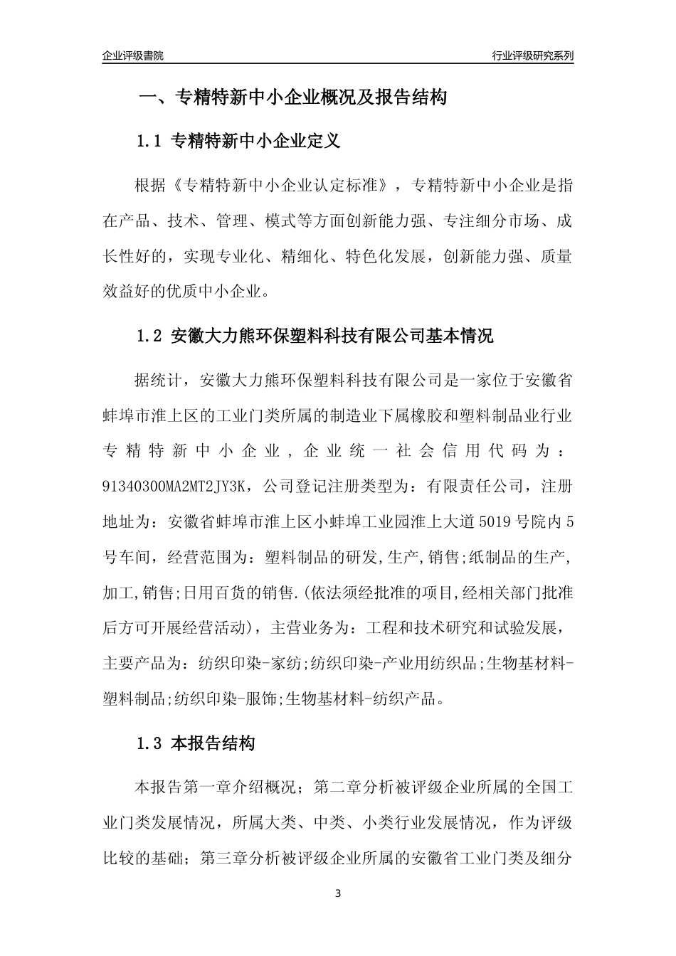 [专精特新]安徽大力熊环保塑料科技有限公司行业竞争力评级分析报告(2023版)_第3页