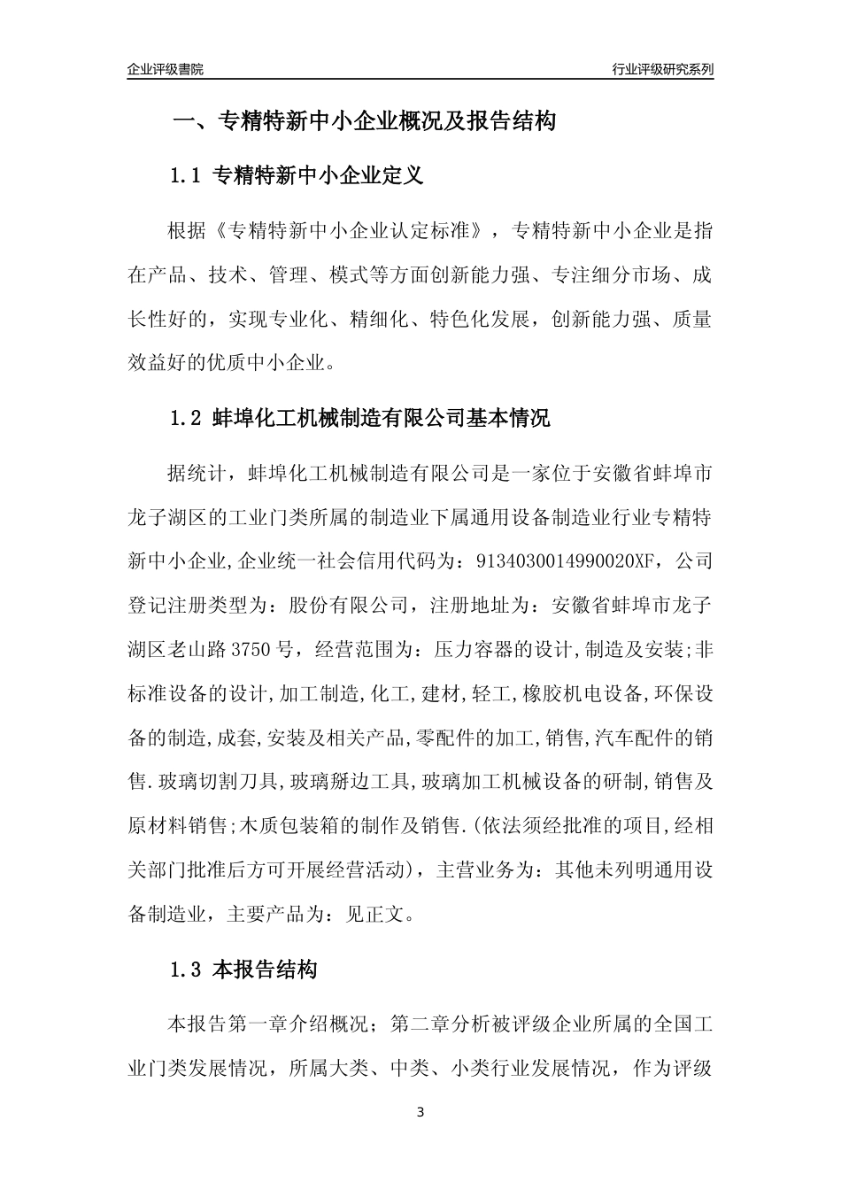 [专精特新]蚌埠化工机械制造有限公司行业竞争力评级分析报告(2023版)_第3页