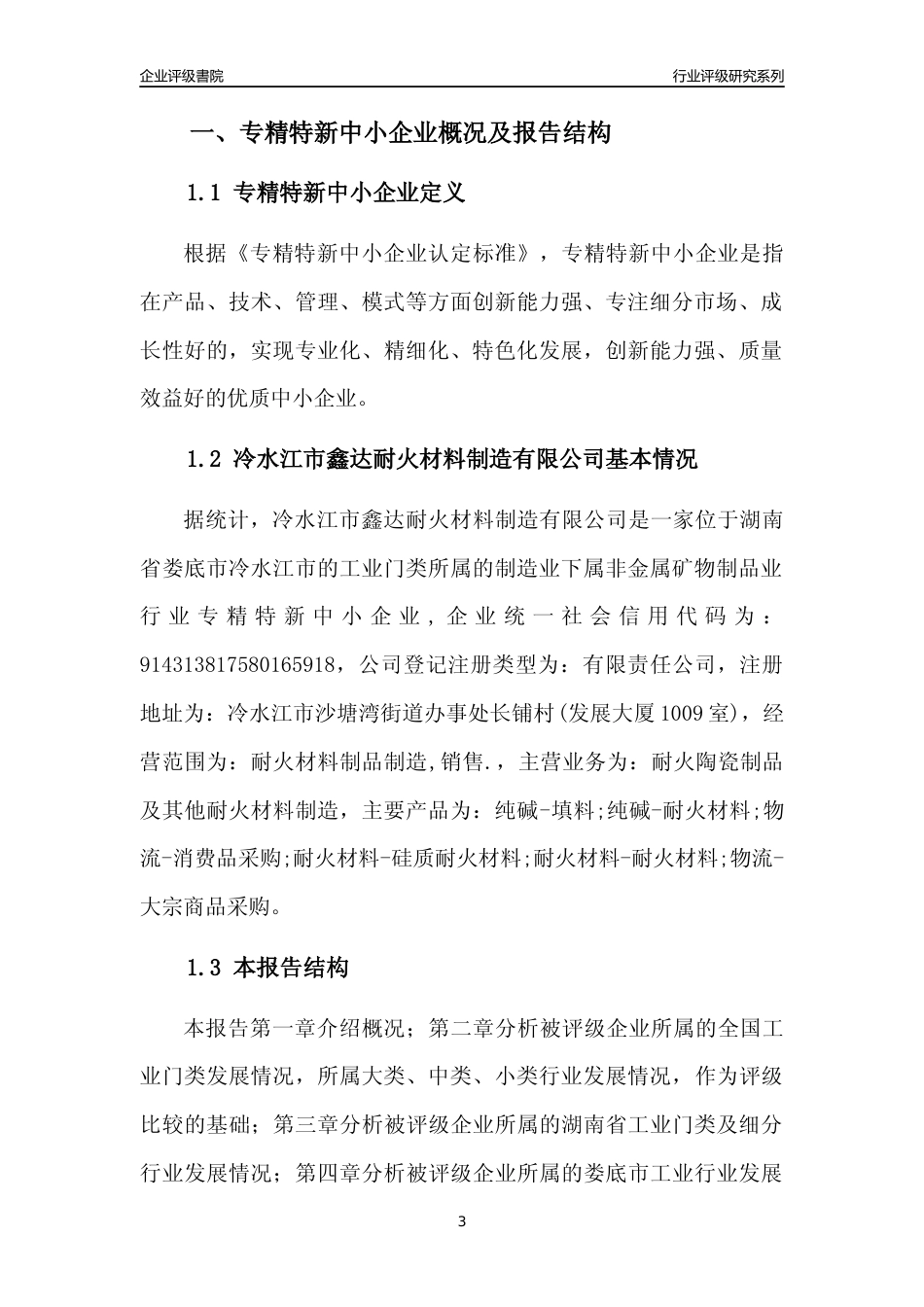 [专精特新]冷水江市鑫达耐火材料制造有限公司行业竞争力评级分析报告(2023版)_第3页