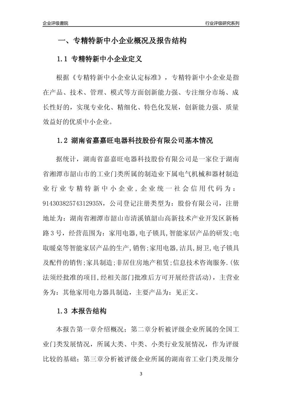 [专精特新]湖南省嘉嘉旺电器科技股份有限公司行业竞争力评级分析报告(2023版)_第3页