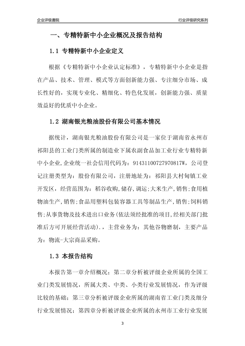[专精特新]湖南银光粮油股份有限公司行业竞争力评级分析报告(2023版)_第3页