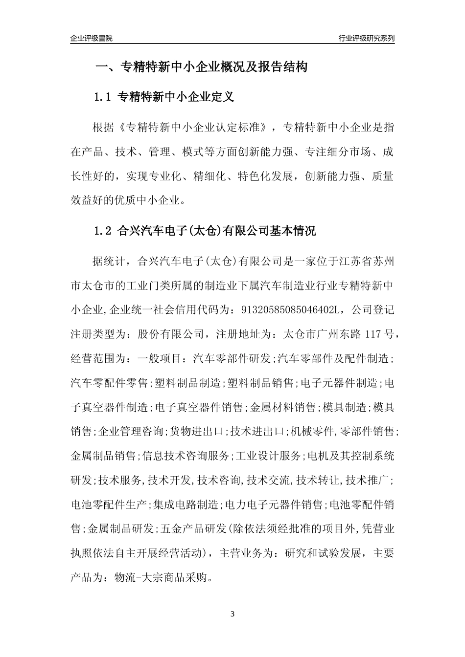 [专精特新]合兴汽车电子(太仓)有限公司行业竞争力评级分析报告(2023版)_第3页