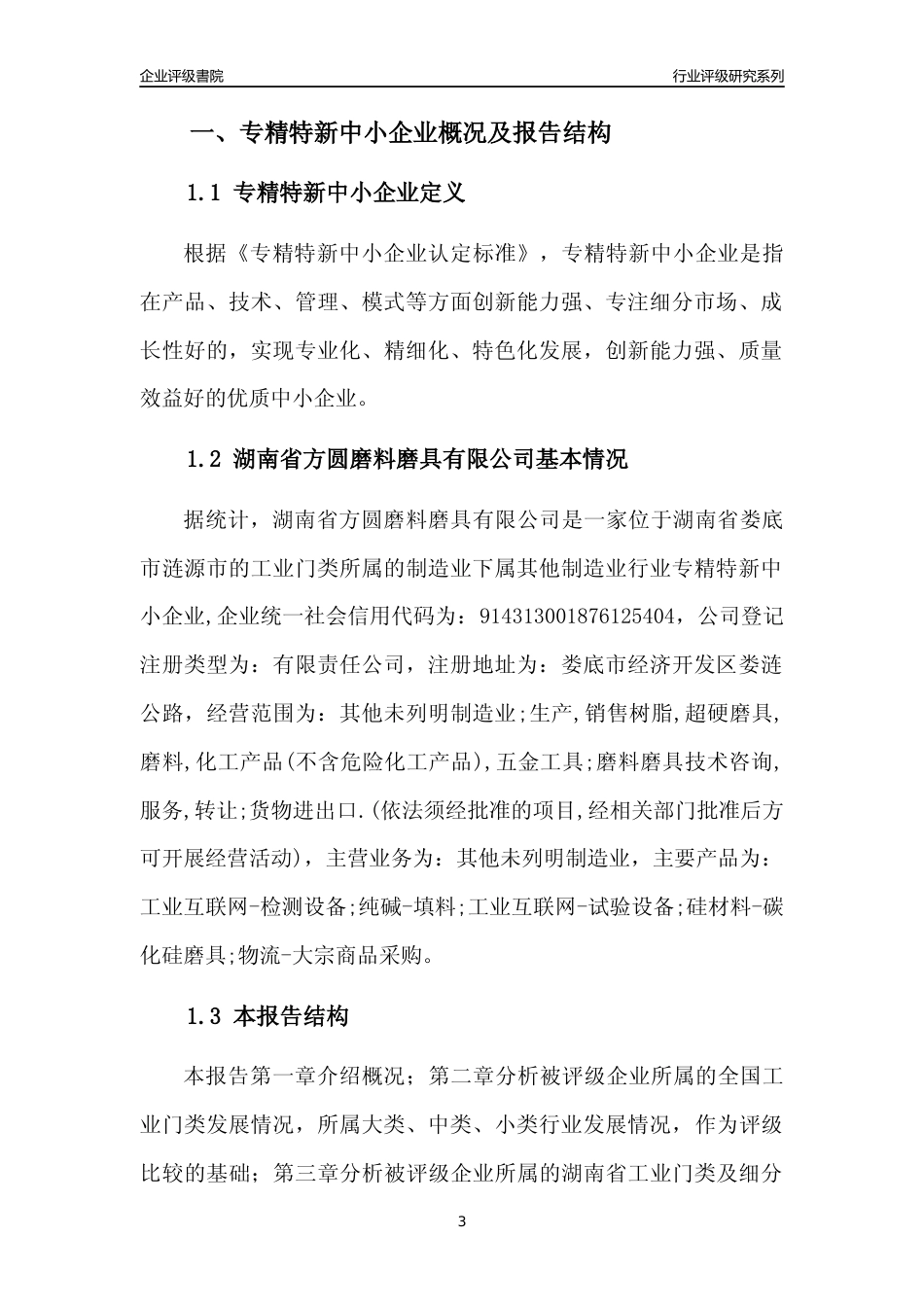 [专精特新]湖南省方圆磨料磨具有限公司行业竞争力评级分析报告(2023版)_第3页