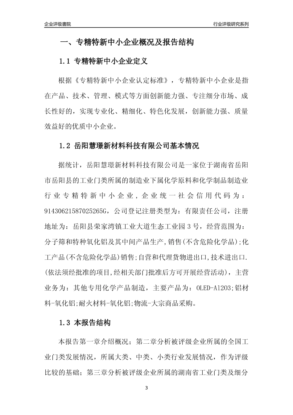 [专精特新]岳阳慧璟新材料科技有限公司行业竞争力评级分析报告(2023版)_第3页