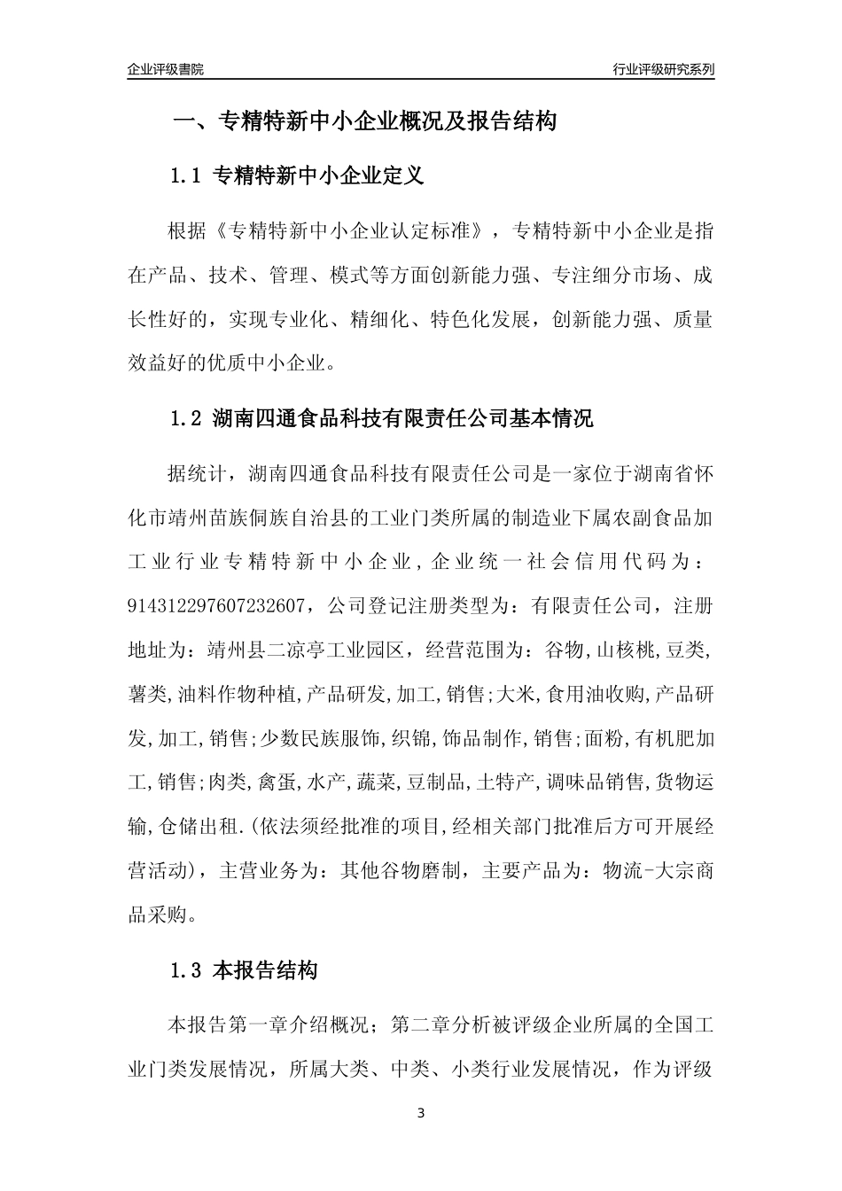 [专精特新]湖南四通食品科技有限责任公司行业竞争力评级分析报告(2023版)_第3页