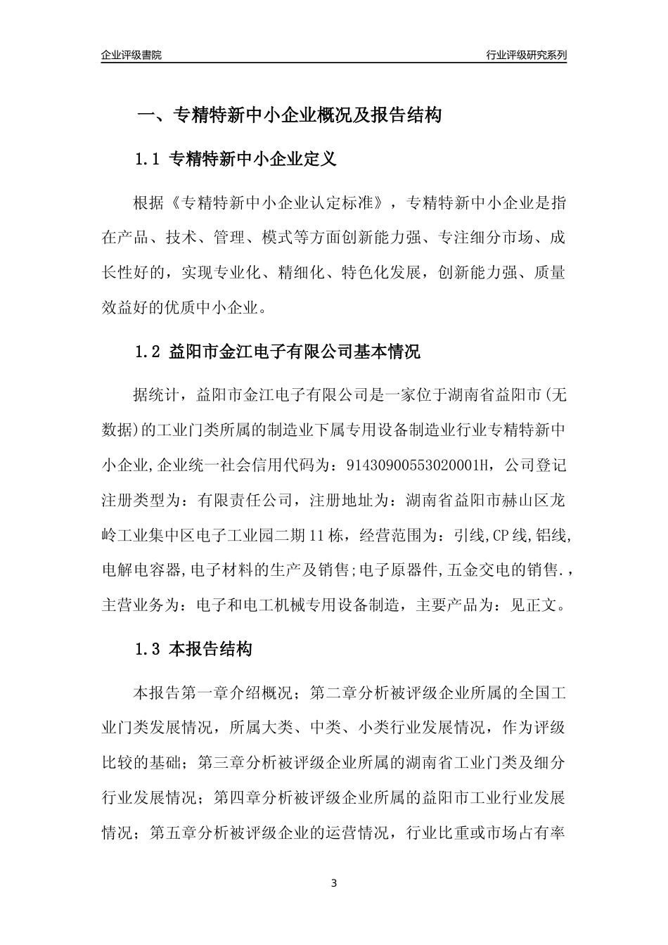 [专精特新]益阳市金江电子有限公司行业竞争力评级分析报告(2023版)_第3页