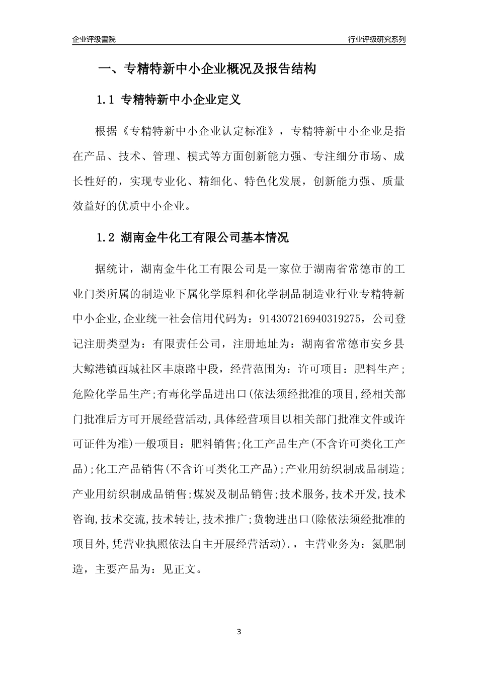 [专精特新]湖南金牛化工有限公司行业竞争力评级分析报告(2023版)_第3页