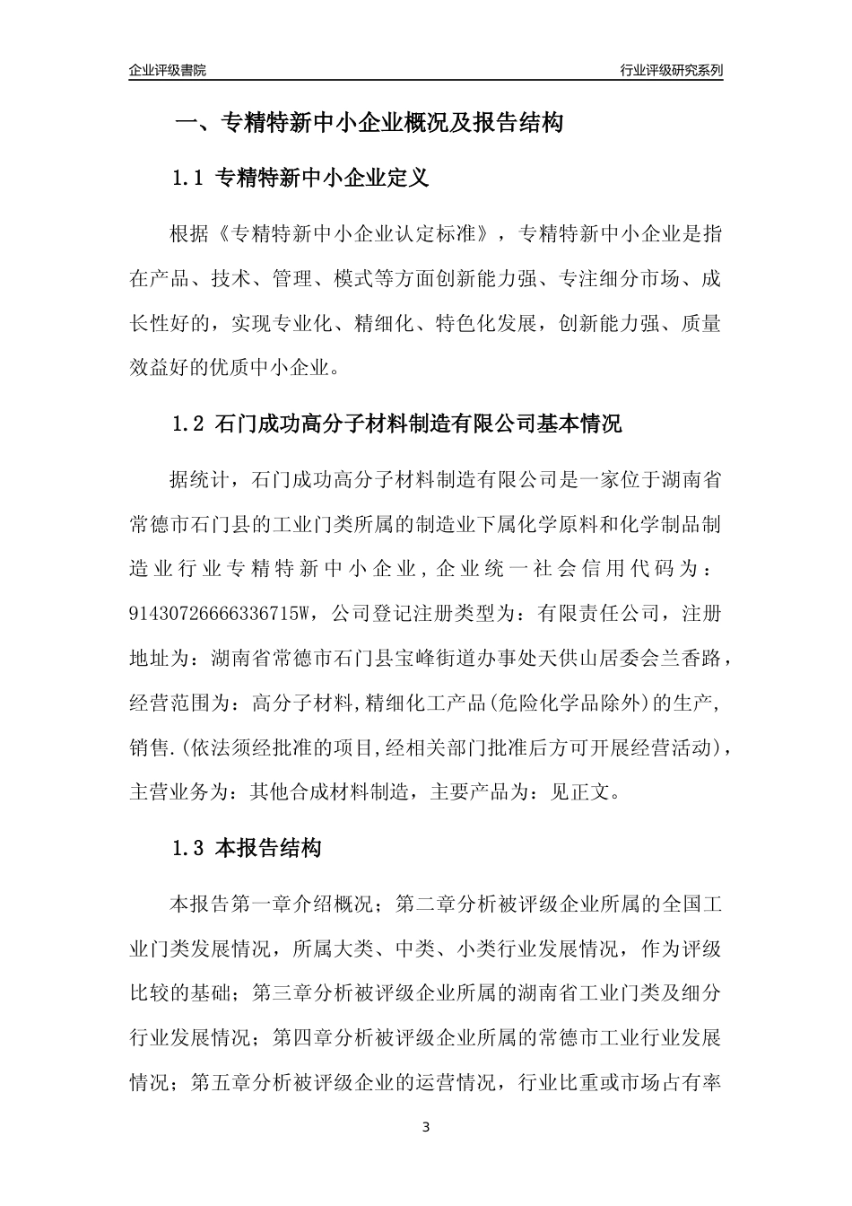 [专精特新]石门成功高分子材料制造有限公司行业竞争力评级分析报告(2023版)_第3页