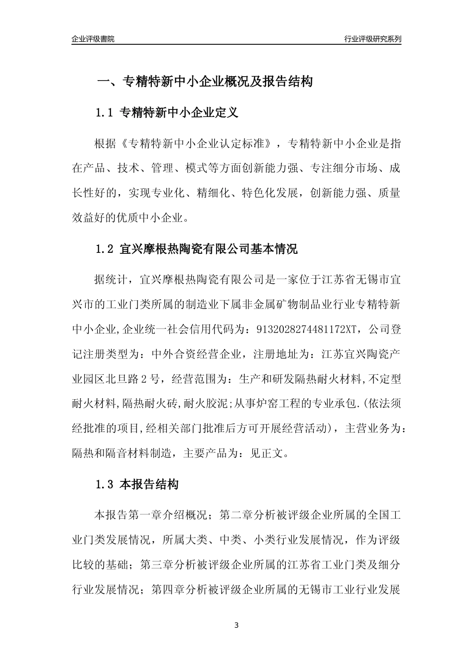 [专精特新]宜兴摩根热陶瓷有限公司行业竞争力评级分析报告(2023版)_第3页