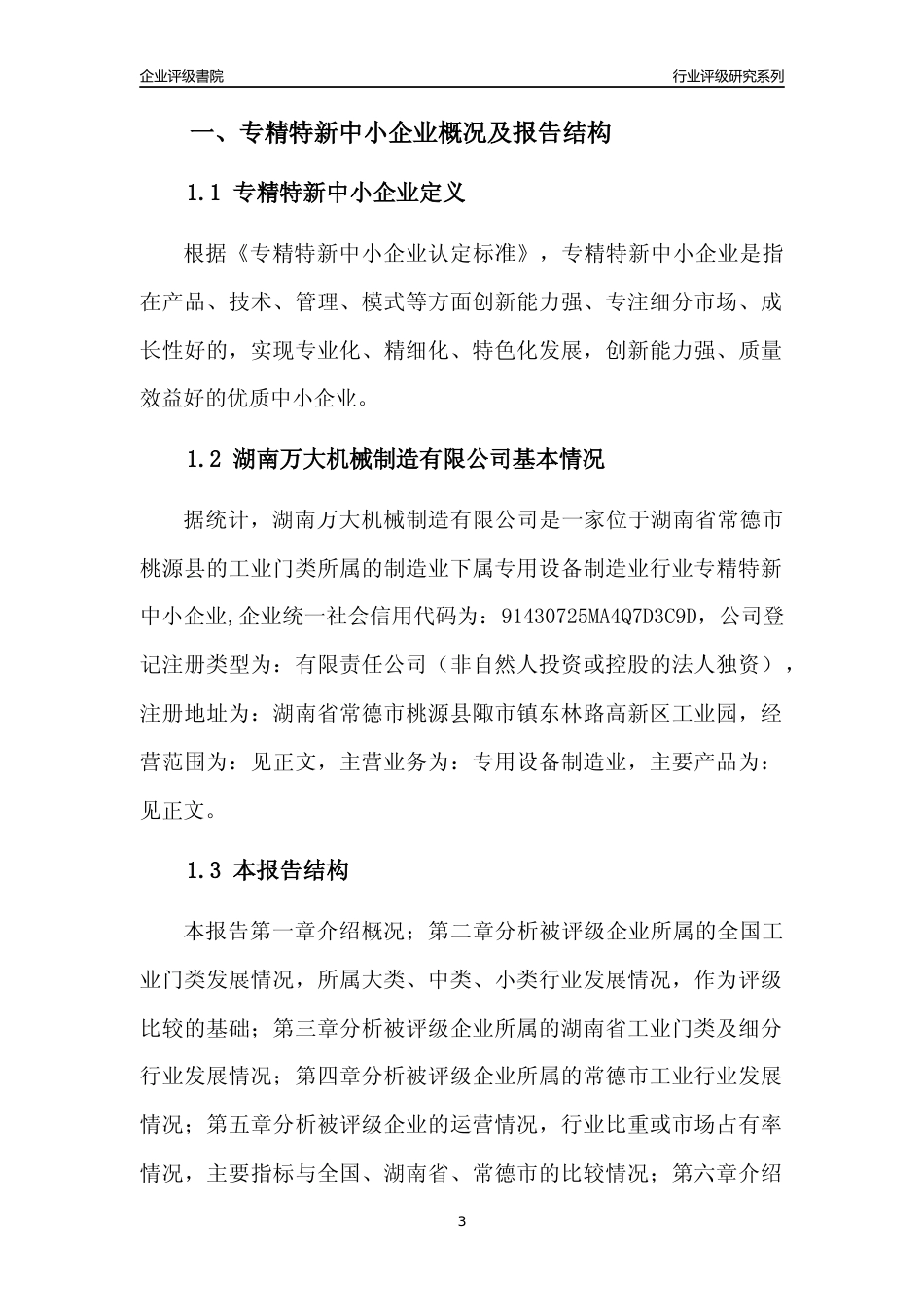 [专精特新]湖南万大机械制造有限公司行业竞争力评级分析报告(2023版)_第3页