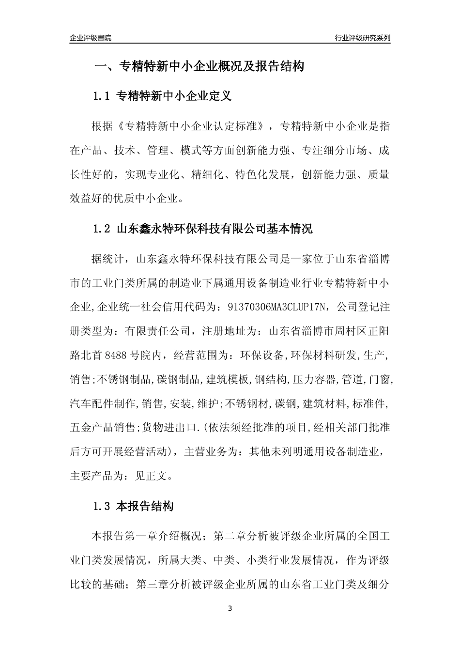 [专精特新]山东鑫永特环保科技有限公司行业竞争力评级分析报告(2023版)_第3页