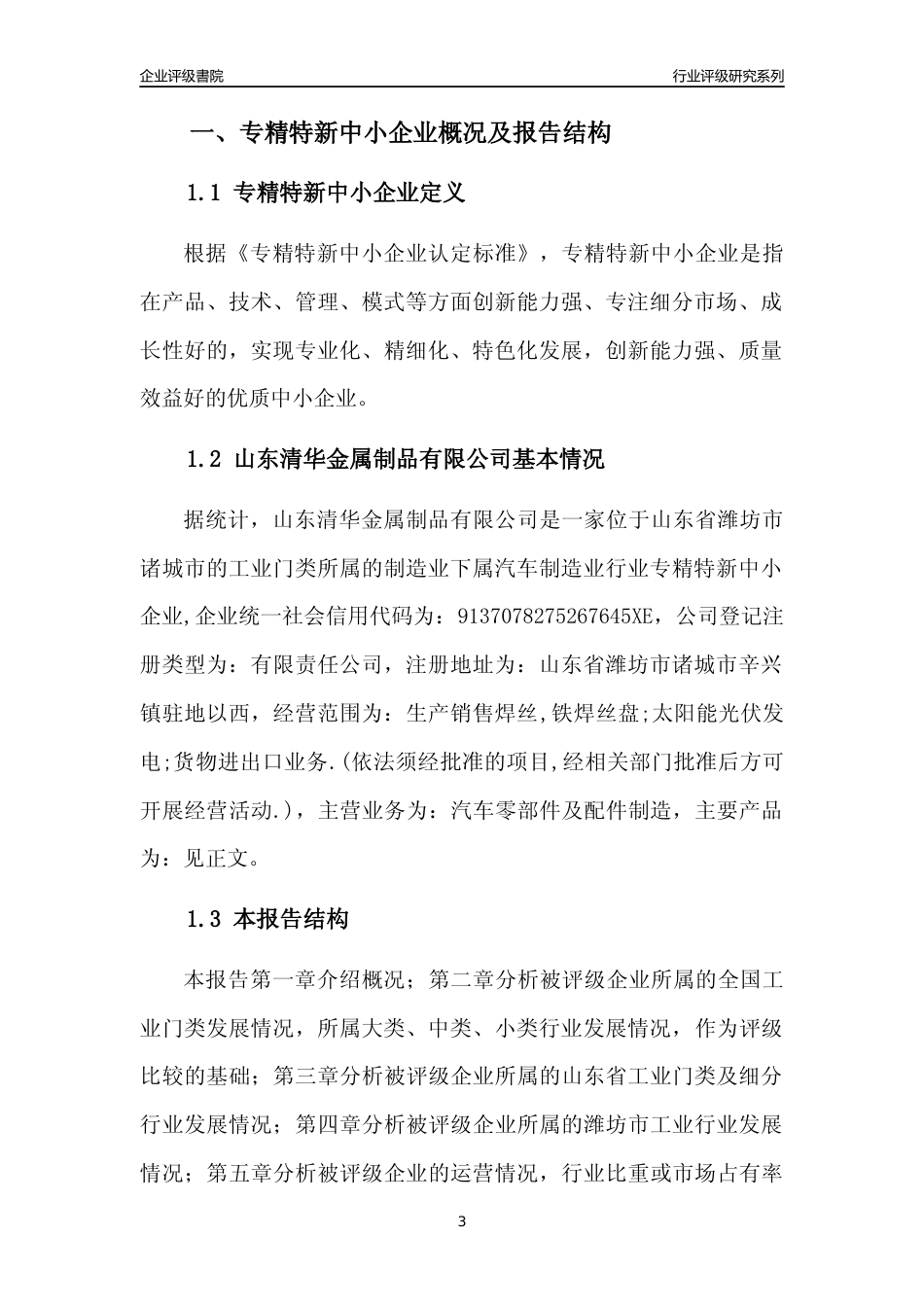 [专精特新]山东清华金属制品有限公司行业竞争力评级分析报告(2023版).docx_第3页