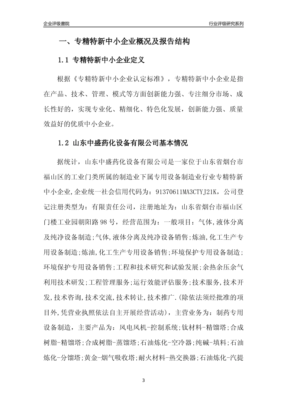 [专精特新]山东中盛药化设备有限公司行业竞争力评级分析报告(2023版).docx_第3页
