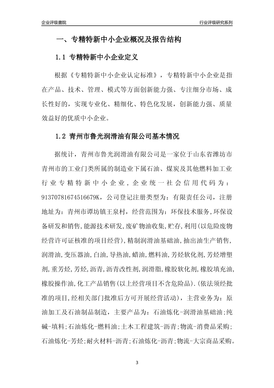 [专精特新]青州市鲁光润滑油有限公司行业竞争力评级分析报告(2023版).docx_第3页