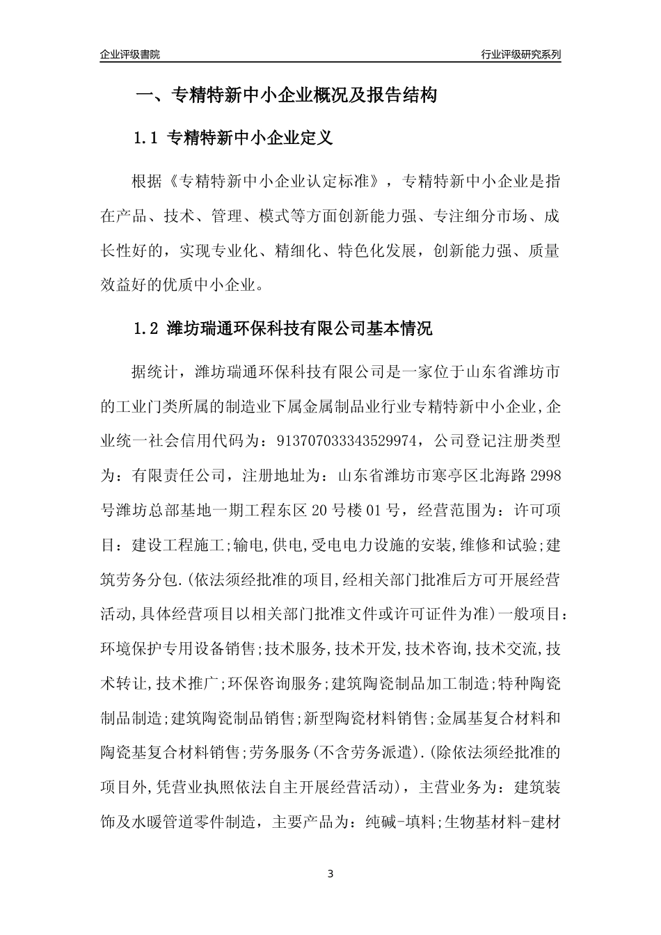 [专精特新]潍坊瑞通环保科技有限公司行业竞争力评级分析报告(2023版).docx_第3页