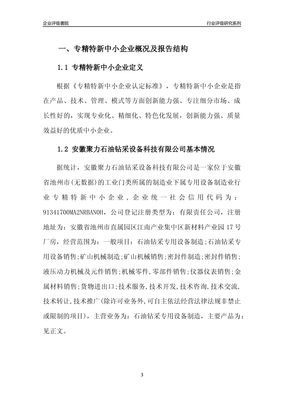 [专精特新]安徽聚力石油钻采设备科技有限公司行业竞争力评级分析报告(2023版).docx_第3页