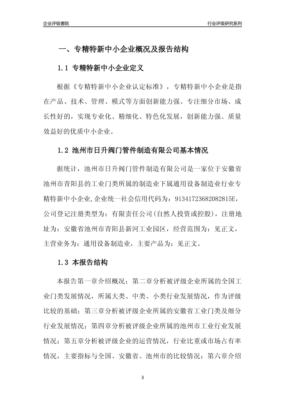 [专精特新]池州市日升阀门管件制造有限公司行业竞争力评级分析报告(2023版).docx_第3页