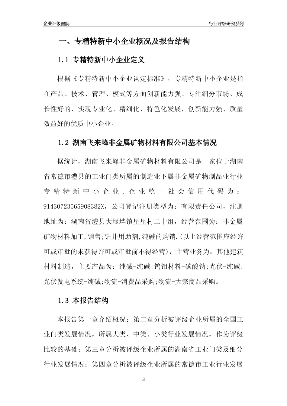 [专精特新]湖南飞来峰非金属矿物材料有限公司行业竞争力评级分析报告(2023版)_第3页