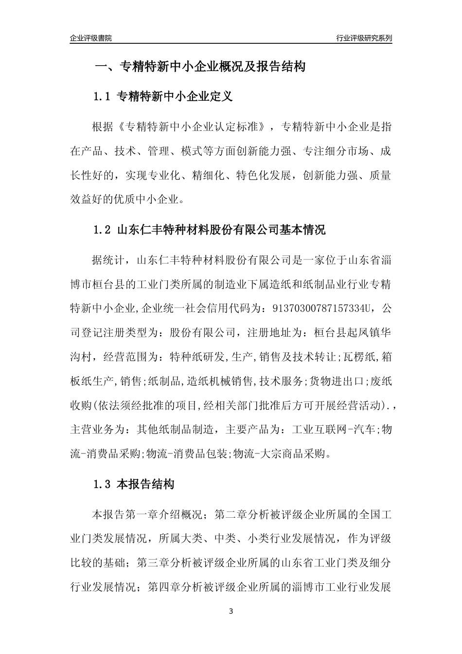 [专精特新]山东仁丰特种材料股份有限公司行业竞争力评级分析报告(2023版)_第3页