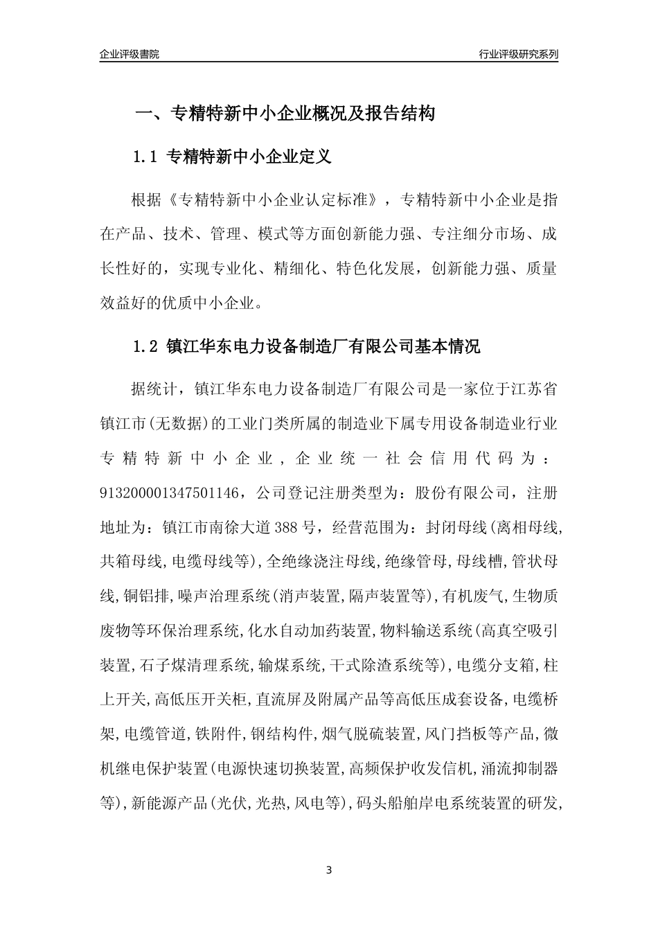 [专精特新]镇江华东电力设备制造厂有限公司行业竞争力评级分析报告(2023版)_第3页