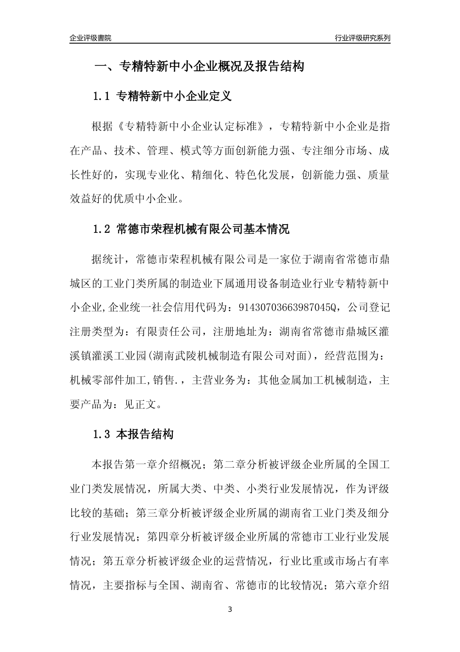 [专精特新]常德市荣程机械有限公司行业竞争力评级分析报告(2023版)_第3页