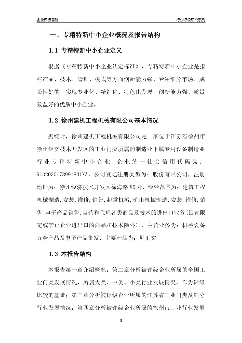 [专精特新]徐州建机工程机械有限公司行业竞争力评级分析报告(2023版)_第3页
