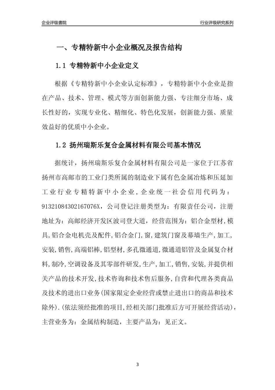 [专精特新]扬州瑞斯乐复合金属材料有限公司行业竞争力评级分析报告(2023版)_第3页