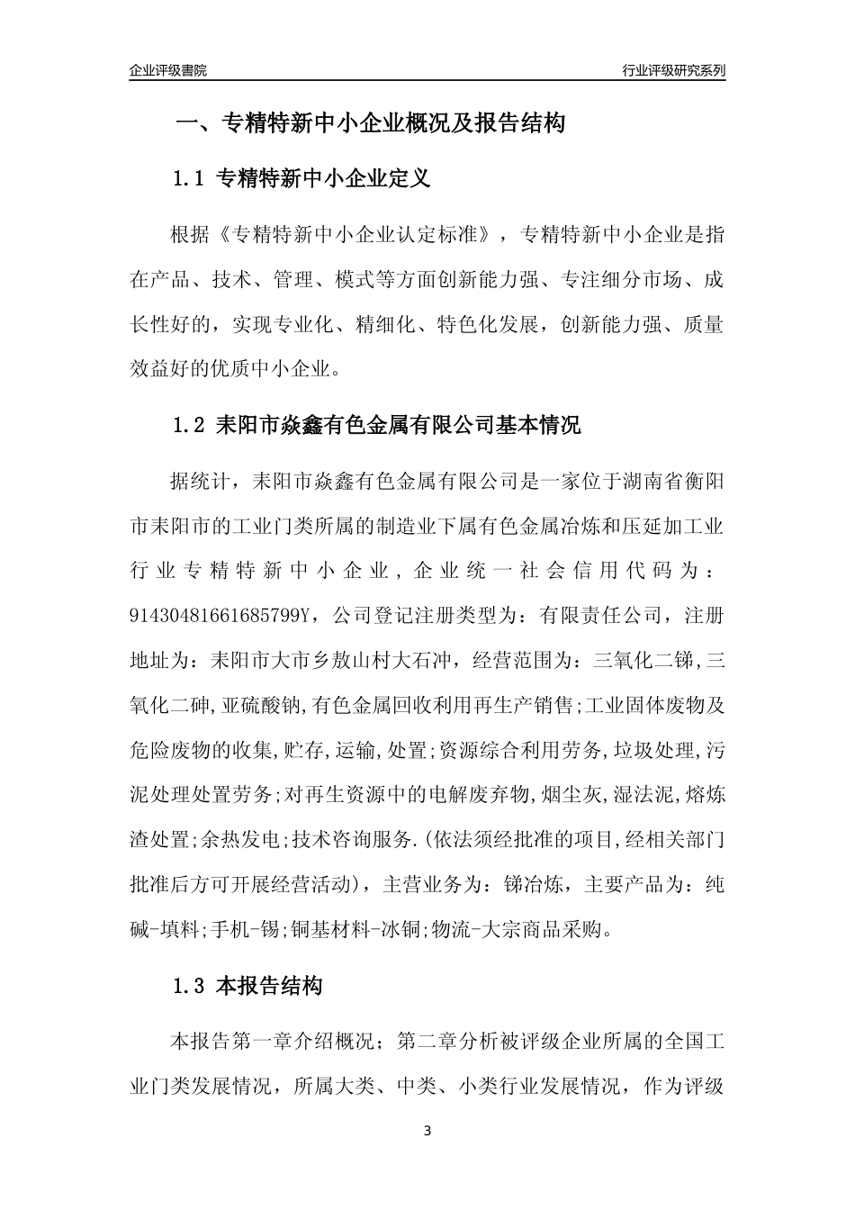 [专精特新]耒阳市焱鑫有色金属有限公司行业竞争力评级分析报告(2023版)_第3页