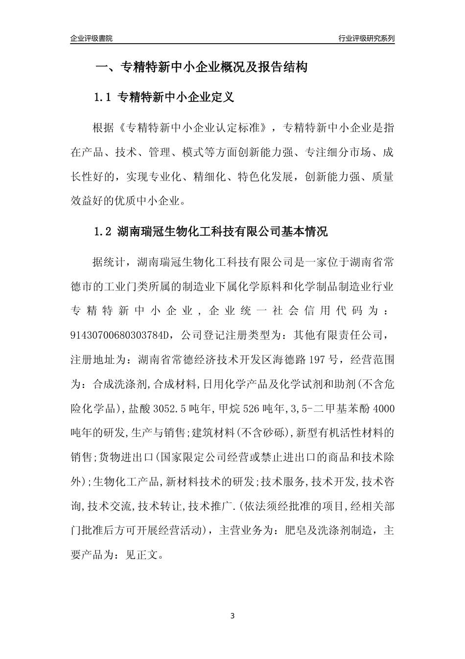 [专精特新]湖南瑞冠生物化工科技有限公司行业竞争力评级分析报告(2023版)_第3页