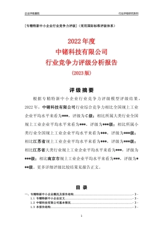 [专精特新]中锗科技有限公司行业竞争力评级分析报告(2023版).docx