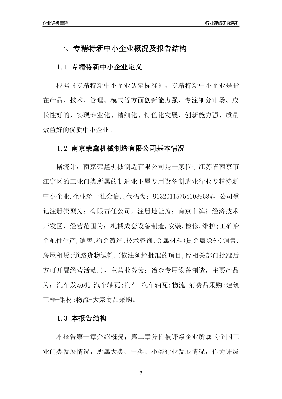 [专精特新]南京荣鑫机械制造有限公司行业竞争力评级分析报告(2023版).docx_第3页