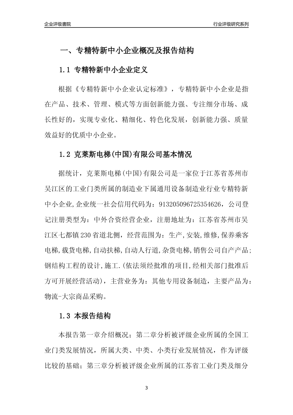 [专精特新]克莱斯电梯(中国)有限公司行业竞争力评级分析报告(2023版).docx_第3页