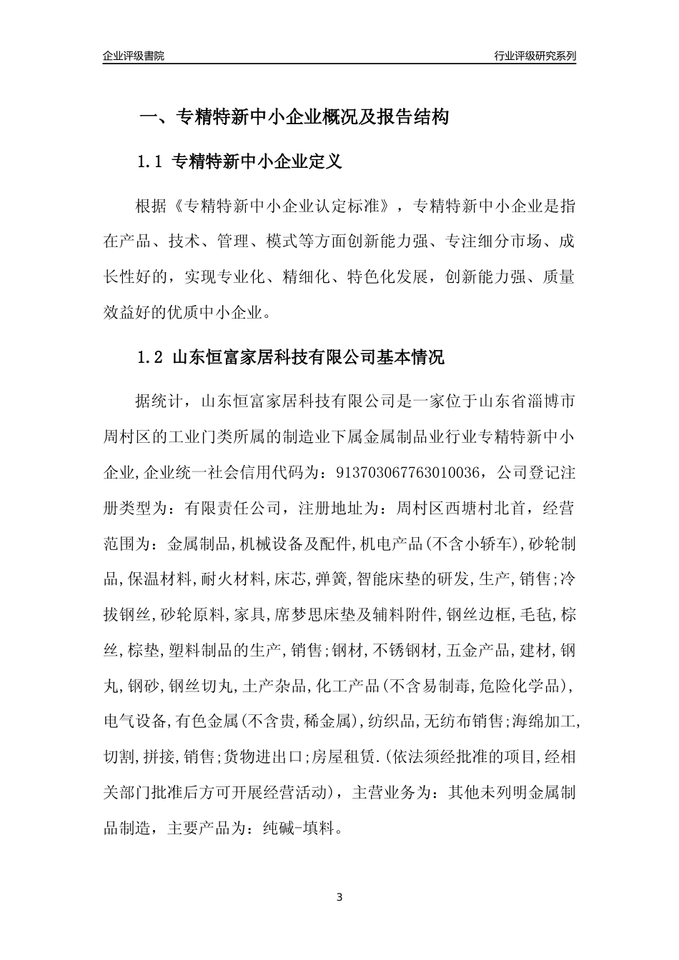 [专精特新]山东恒富家居科技有限公司行业竞争力评级分析报告(2023版).docx_第3页