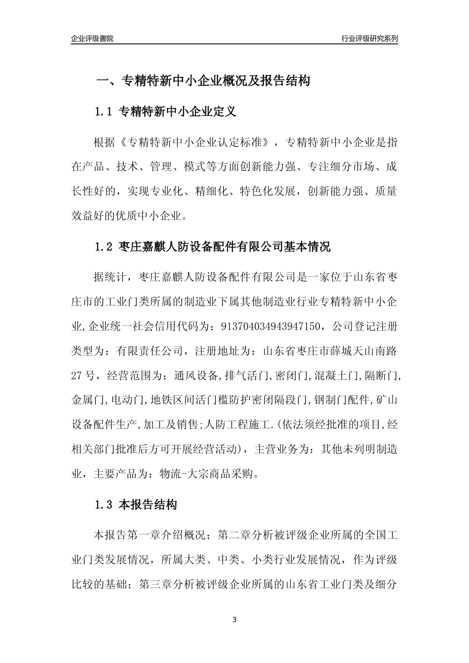 [专精特新]枣庄嘉麒人防设备配件有限公司行业竞争力评级分析报告(2023版).docx_第3页