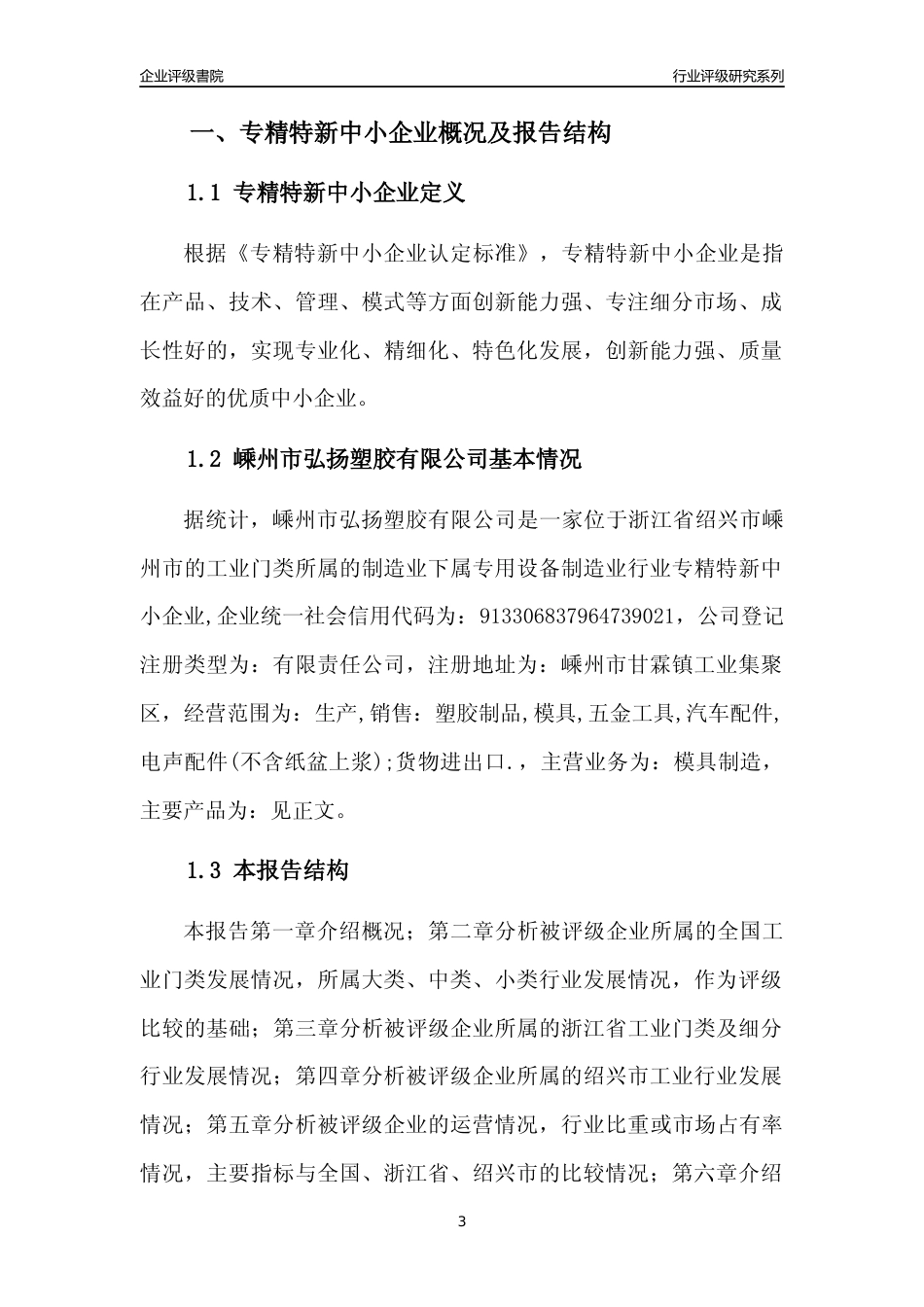 [专精特新]嵊州市弘扬塑胶有限公司行业竞争力评级分析报告(2023版)_第3页