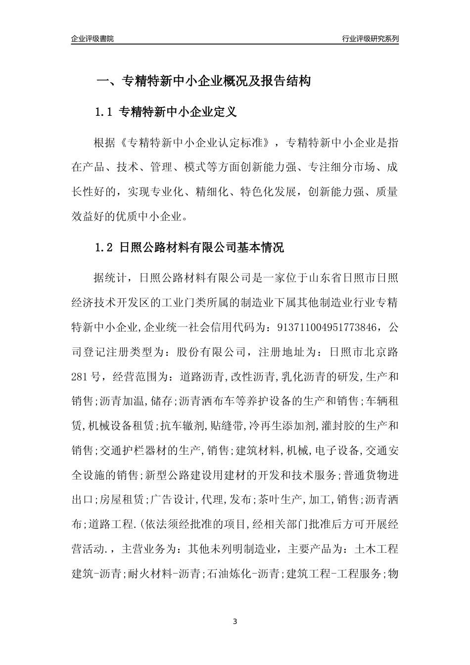 [专精特新]日照公路材料有限公司行业竞争力评级分析报告(2023版)_第3页
