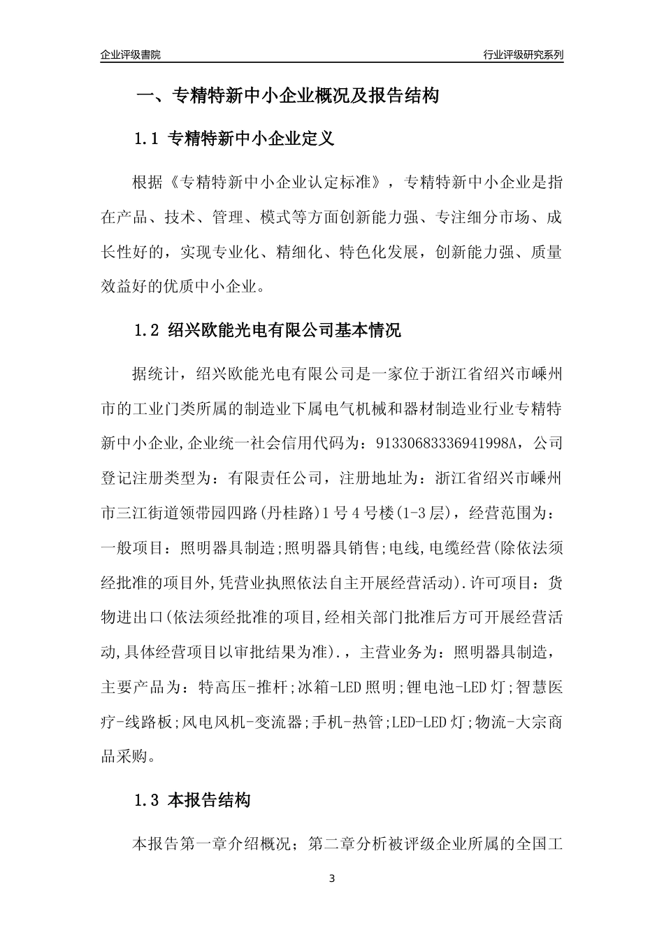 [专精特新]绍兴欧能光电有限公司行业竞争力评级分析报告(2023版)_第3页