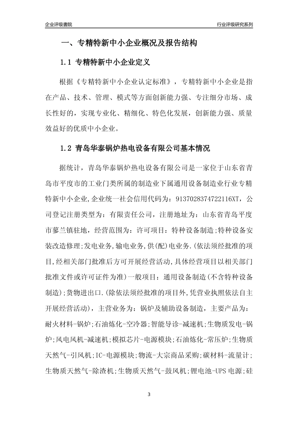 [专精特新]青岛华泰锅炉热电设备有限公司行业竞争力评级分析报告(2023版)_第3页
