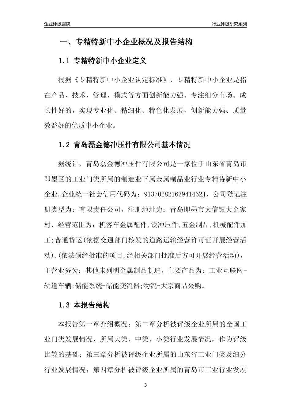[专精特新]青岛磊金德冲压件有限公司行业竞争力评级分析报告(2023版)_第3页