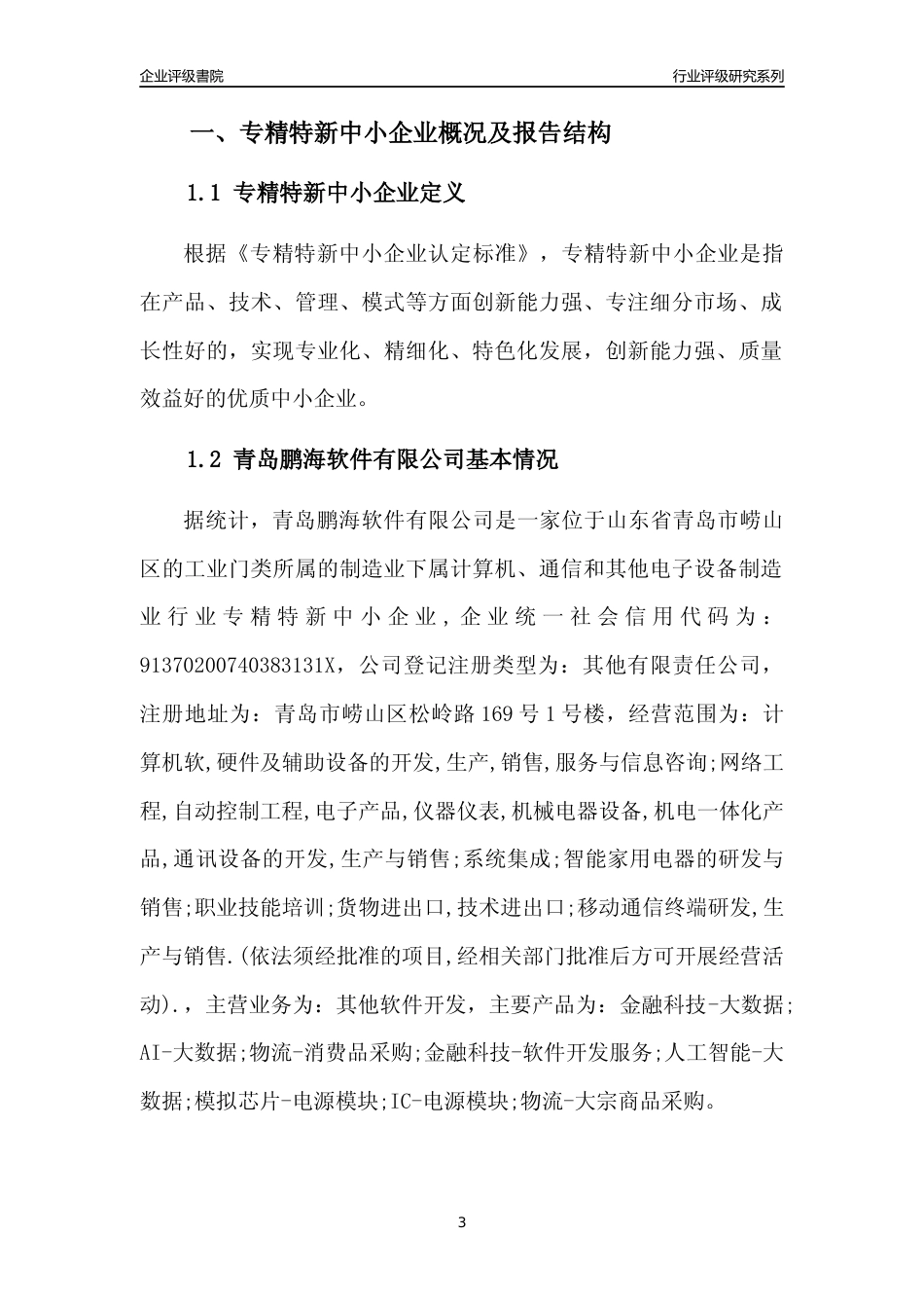 [专精特新]青岛鹏海软件有限公司行业竞争力评级分析报告(2023版)_第3页