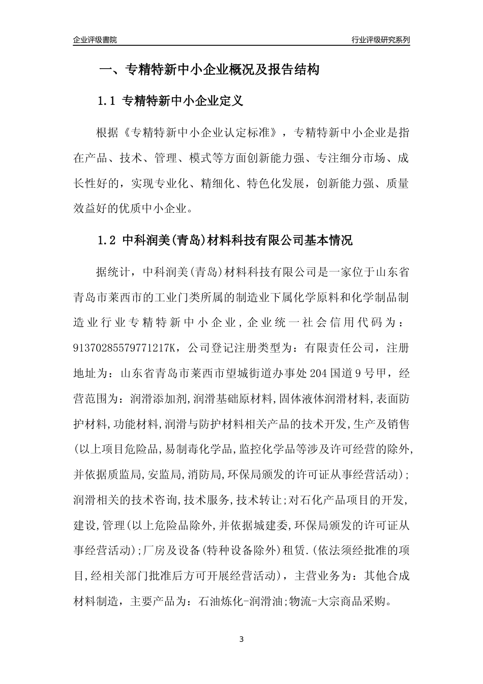[专精特新]中科润美(青岛)材料科技有限公司行业竞争力评级分析报告(2023版)_第3页