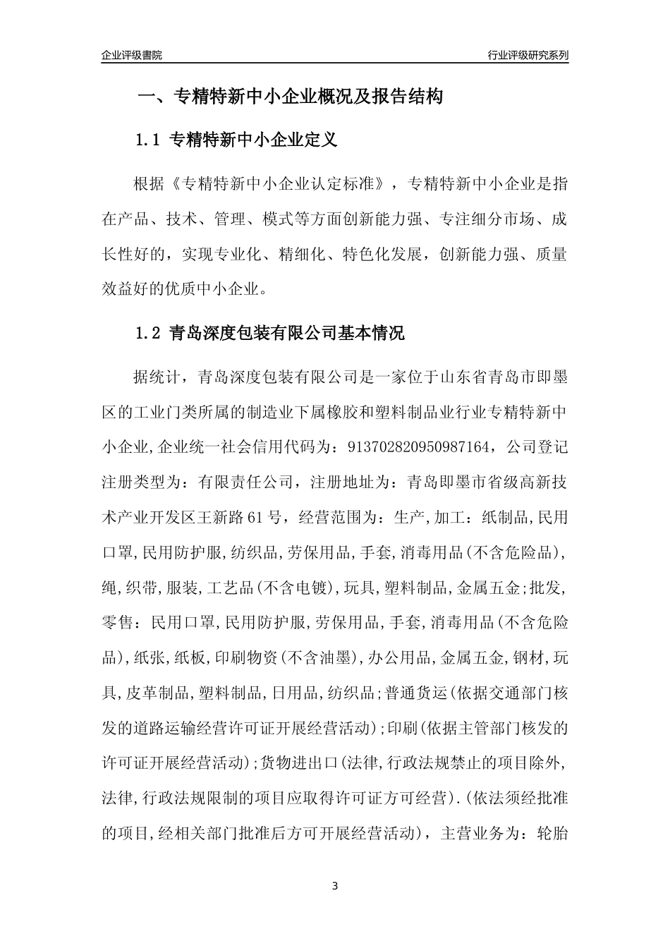 [专精特新]青岛深度包装有限公司行业竞争力评级分析报告(2023版)_第3页