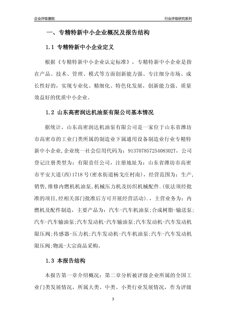 [专精特新]山东高密润达机油泵有限公司行业竞争力评级分析报告(2023版)_第3页