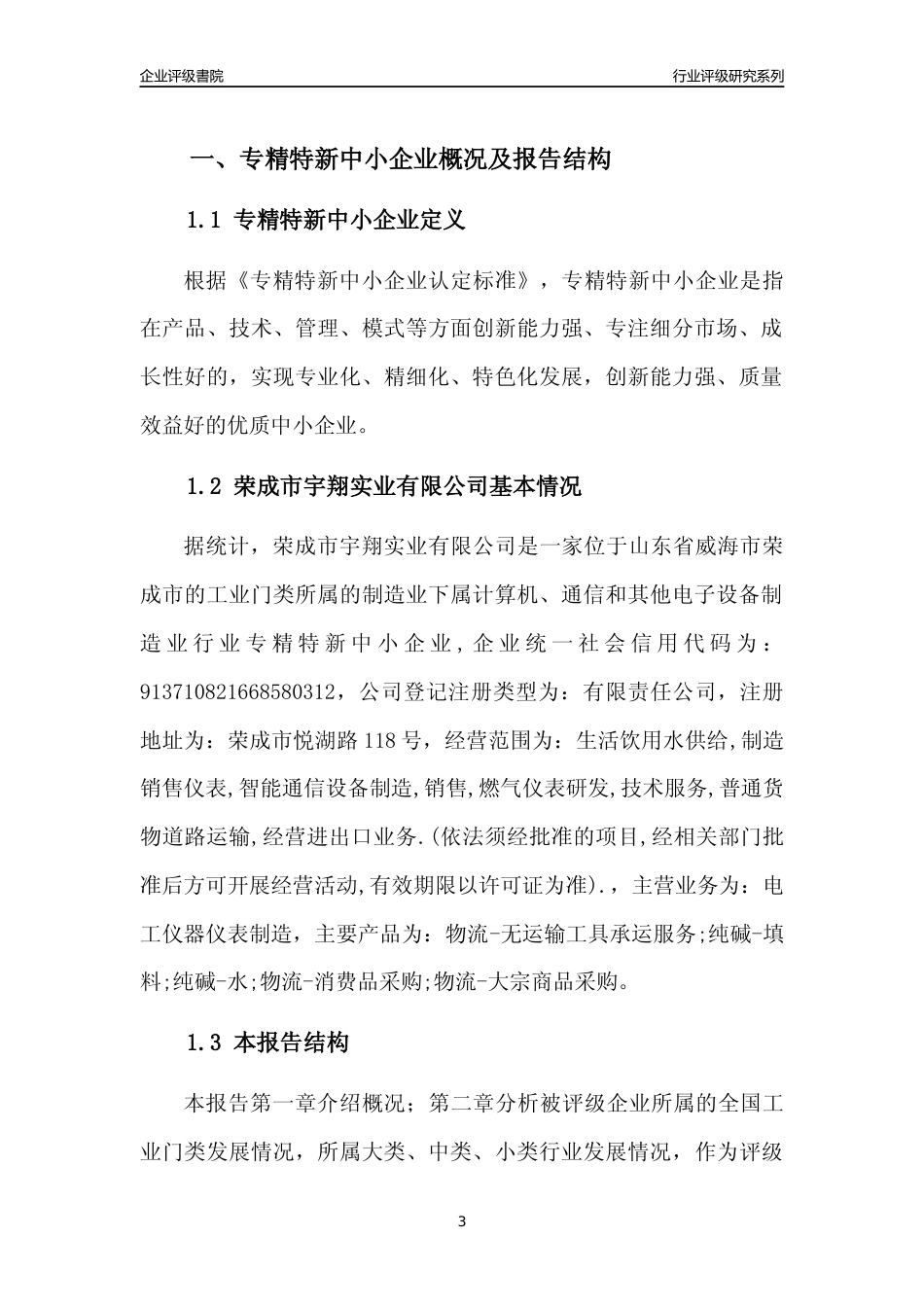 [专精特新]荣成市宇翔实业有限公司行业竞争力评级分析报告(2023版)_第3页