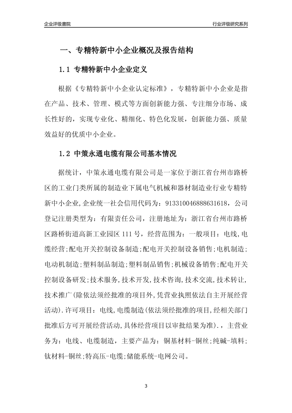 [专精特新]中策永通电缆有限公司行业竞争力评级分析报告(2023版)_第3页