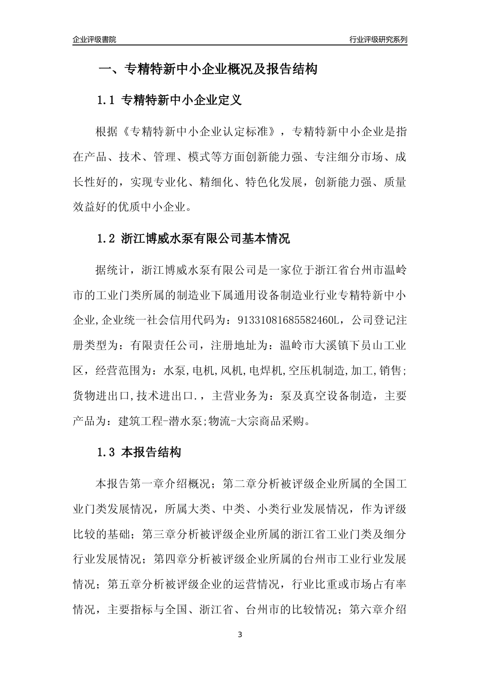 [专精特新]浙江博威水泵有限公司行业竞争力评级分析报告(2023版)_第3页